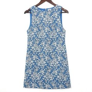 Alice and Olivia Clyde Sleeveless Short Blue Floral Shift Dress Size 4